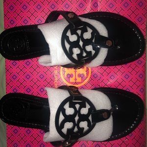 Black PATENT LEATHER Tory Burch sandals